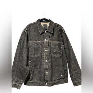 Sean John  Vintage Charcoal Denim Jacket Trucker 90s Baggy Logo Size XXL